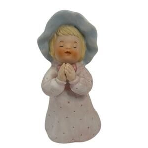 BLUE BUTTON TWINS Child Girl Praying Porcelain Ceramic Figurine